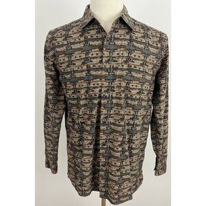 Territory Ahead Men's M Southwest Shirt Cotton Button Front Brown Aztec